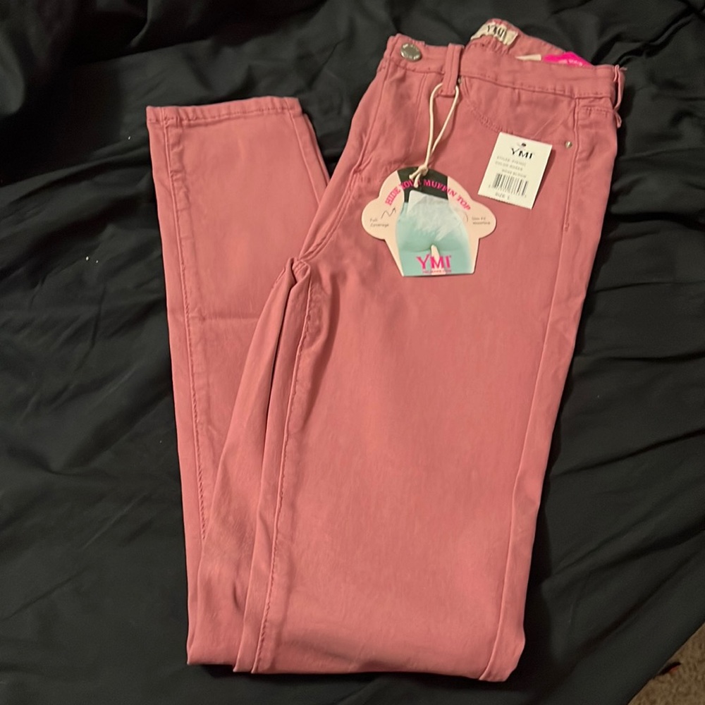 High rise skinny pink jeans